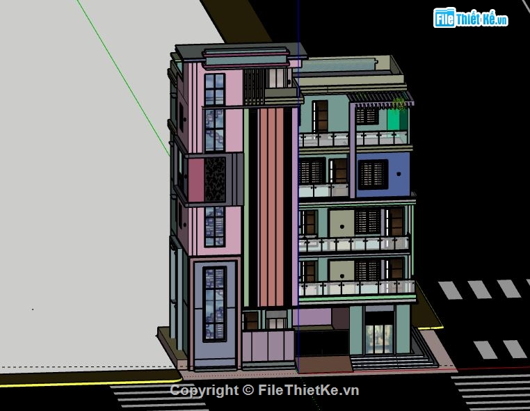 Nhà 5 tầng,File su nhà 5 tầng,sketchup nhà 5 tầng