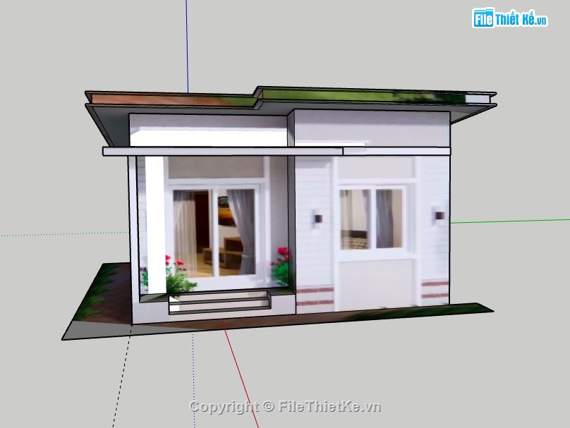 Nhà cấp 4,model su nhà cấp 4,nhà cấp 4 file su,sketchup nhà cấp 4