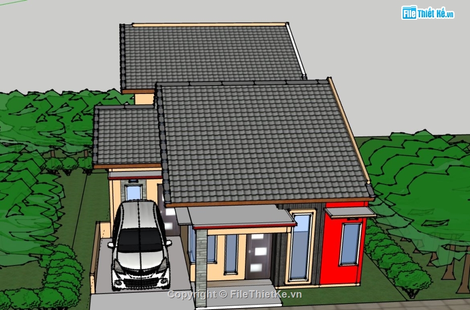 Nhà cấp 4,model su nhà cấp 4,file sketchup nhà cấp 4