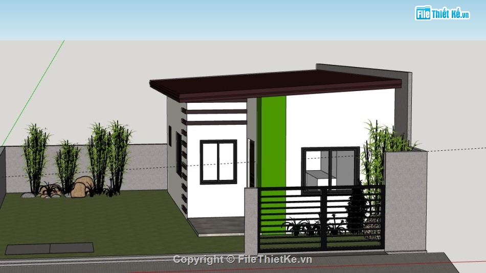 Nhà cấp 4,model su nhà cấp 4,file sketchup nhà cấp 4