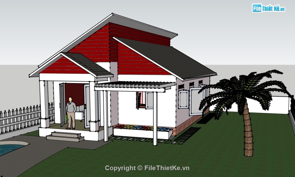 model nhà cấp 4,su nhà cấp 4,sketchup nhà cấp 4