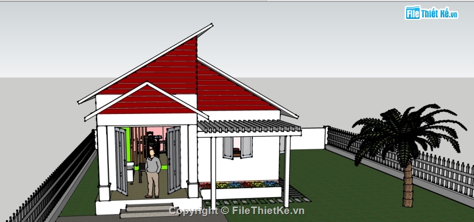 model nhà cấp 4,su nhà cấp 4,sketchup nhà cấp 4