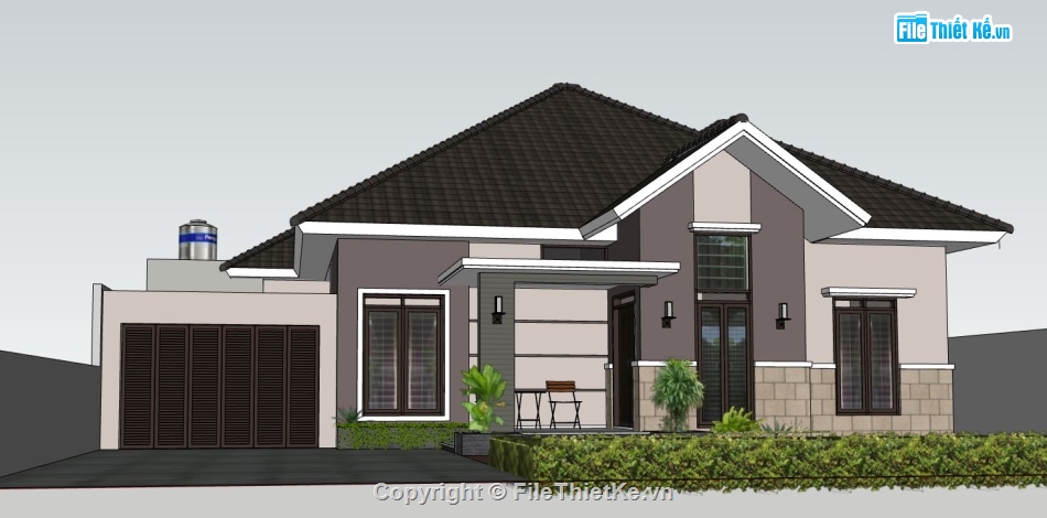 Nhà cấp 4 model su,nhà cấp 4 sketchup,sketchup nhà cấp 4,file sketchup nhà cấp 4,nhà cáp 4 file sketchup