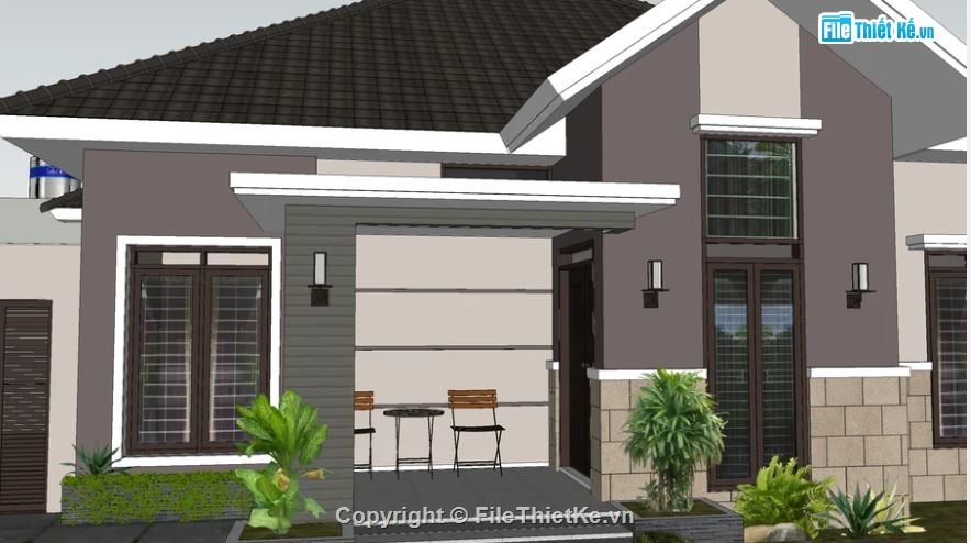 Nhà cấp 4 model su,nhà cấp 4 sketchup,sketchup nhà cấp 4,file sketchup nhà cấp 4,nhà cáp 4 file sketchup