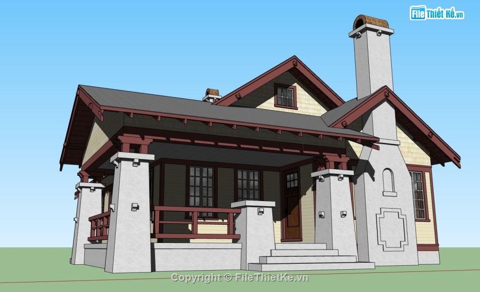 Nhà cấp 4 model su,sketchup nhà cấp 4,file sketchup nhà cấp 4