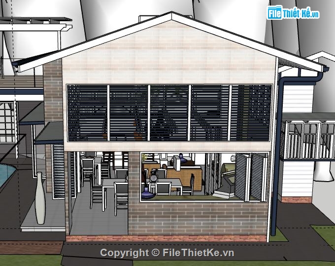 nhà hàng ăn uống,nhà hàng ăn 2 tầng,model su nhà hàng ăn,nhà hàng ăn file sketchup,file sketchup nhà hàng ăn