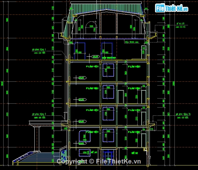 nhà hiệu bộ trường cao đẳng may,Nhà hiệu bộ,bản vẽ trường cao đẳng nghề,nhà hiệu bộ Nam Định