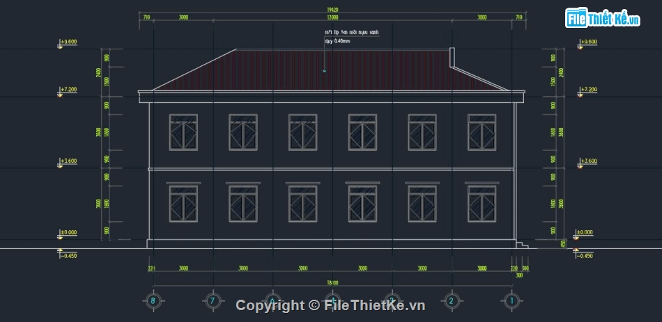 bản vẽ nhà lớp học 2 tầng 6 phòng,lớp học,lớp học 2 tầng