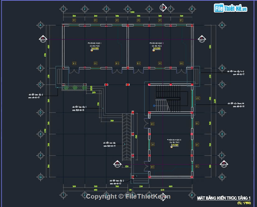 bản vẽ nhà lớp học 2 tầng 6 phòng,lớp học,lớp học 2 tầng