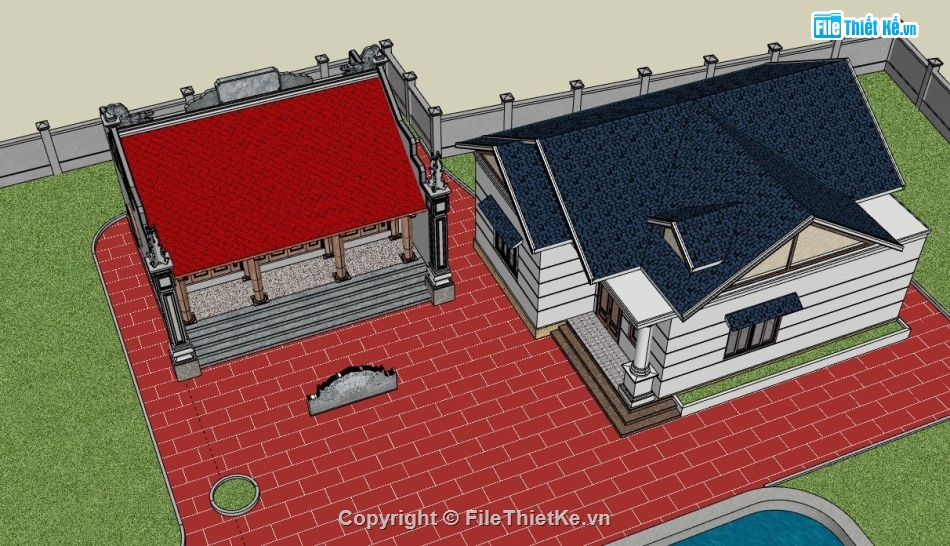 Nhà ở kết hợp nhà thờ họ,su nhà ở kết hợp nhà thờ,nhà ở kết hợp nhà thờ file su,model su nhà ở và nhà thờ