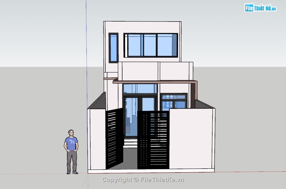 nhà ống,model nhà phố,nhà ống 2 tầng