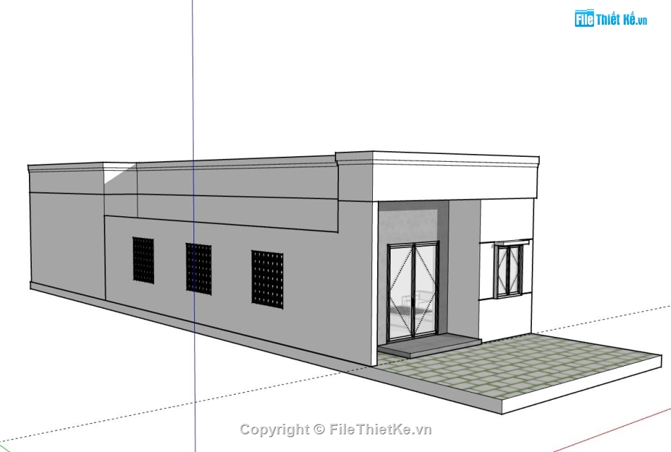 Nhà phố 1 tầng,Model su nhà phố 1 tầng,sketchup nhà phố 1 tầng