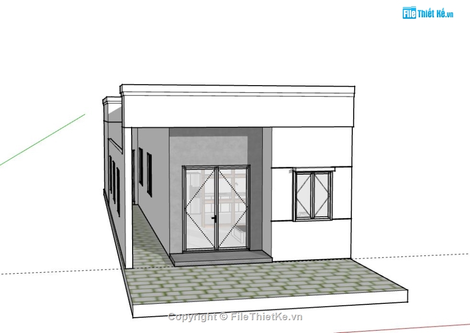 Nhà phố 1 tầng,Model su nhà phố 1 tầng,sketchup nhà phố 1 tầng