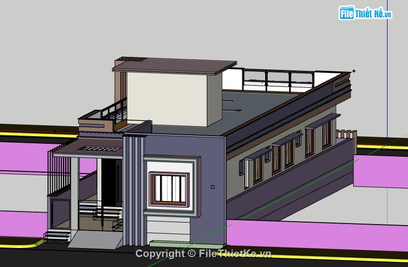 Nhà phố 1 tầng,model su nhà phố 1 tầng,sketchup nhà phố 1 tầng