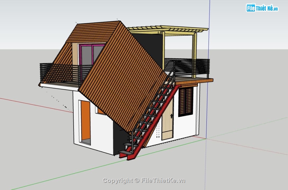 Nhà phố 2 tầng,model su nhà phố 2 tầng,sketchup nhà phố 2 tầng,nhà phố 2 tầng file su,file sketchup nhà phố 2 tầng