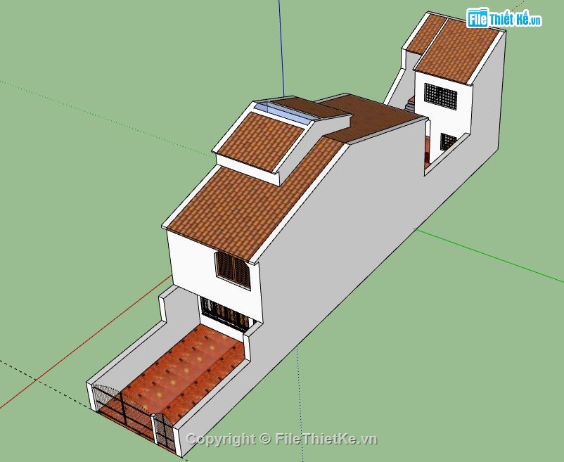 Nhà phố 2 tầng,model su nhà phố 2 tầng,file sketchup nhà phố 2 tầng,nhà phố 2 tầng sketchup,sketchup nhà phố 2 tầng