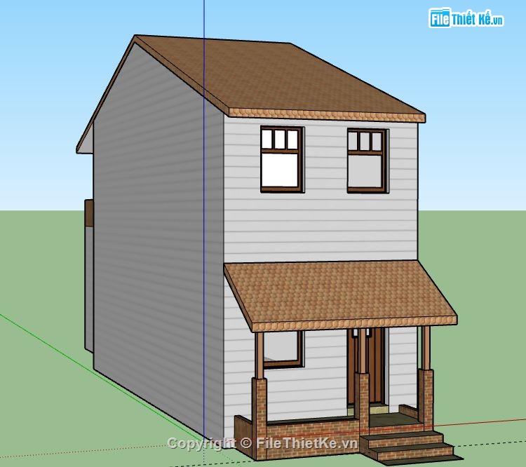 Nhà phố 2 tầng,model su nhà phố 2 tầng,file su nhà phố 2 tầng,nhà phố 2 tầng sketchup,sketchup nhà phố 2 tầng