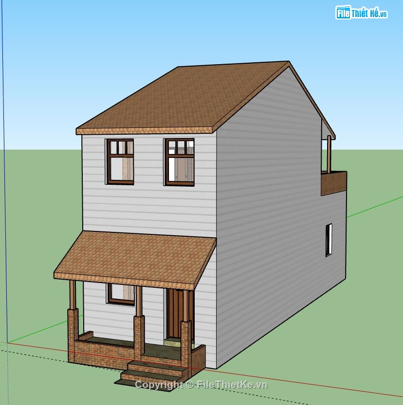 Nhà phố 2 tầng,model su nhà phố 2 tầng,file su nhà phố 2 tầng,nhà phố 2 tầng sketchup,sketchup nhà phố 2 tầng