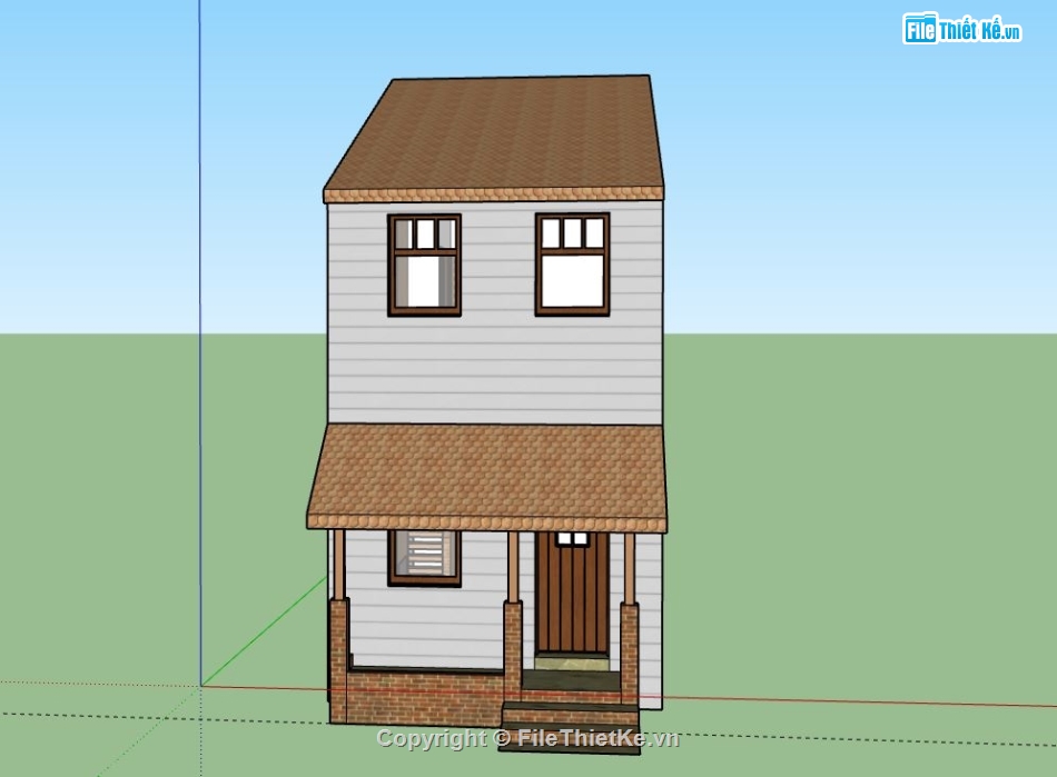 Nhà phố 2 tầng,model su nhà phố 2 tầng,file su nhà phố 2 tầng,nhà phố 2 tầng sketchup,sketchup nhà phố 2 tầng