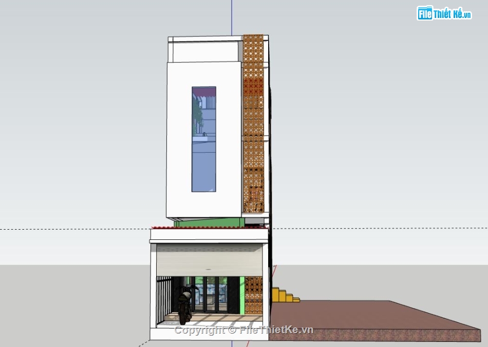 Nhà phố 2 tầng,Model su nhà phố 2 tầng,sketchup nhà phố 2 tầng