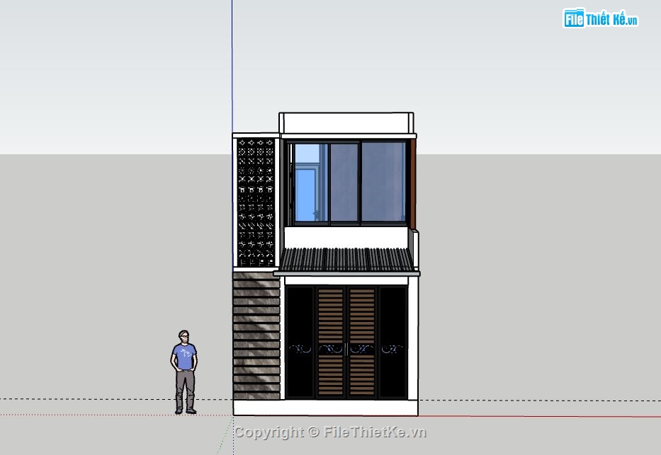 Nhà phố 2 tầng,model su nhà phố 2 tầng,sketchup nhà phố 2 tầng