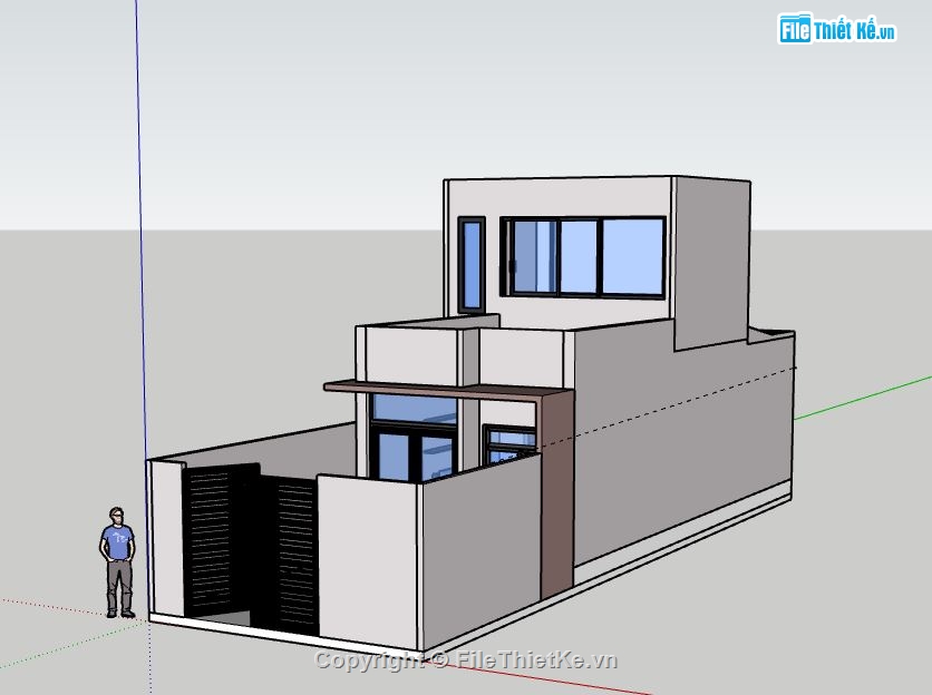 Nhà phố 2 tầng,file su nhà phố 2 tầng,sketchup nhà phố 2 tầng