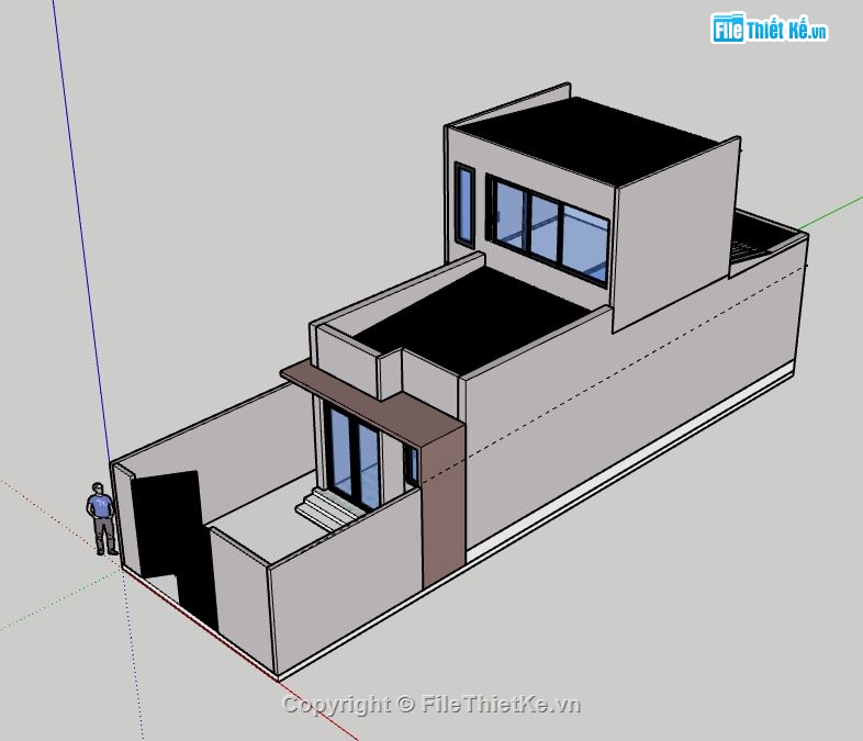 Nhà phố 2 tầng,file su nhà phố 2 tầng,sketchup nhà phố 2 tầng