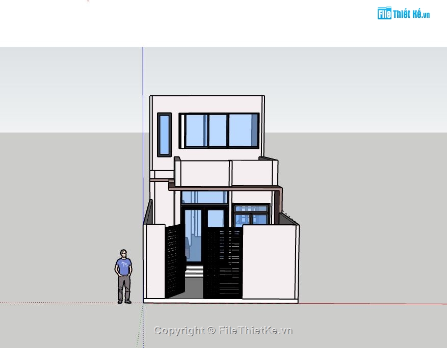 Nhà phố 2 tầng,file su nhà phố 2 tầng,sketchup nhà phố 2 tầng