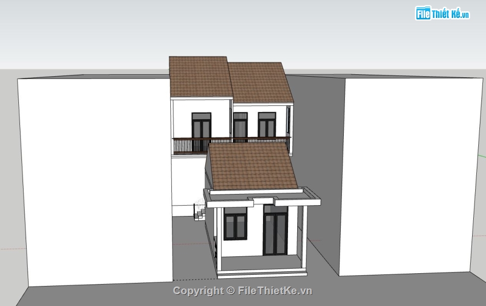 Nhà phố 2 tầng,model su nhà phố 2 tầng,sketchup nhà phố 2 tầng