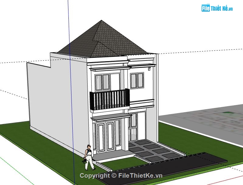 Nhà phố 2 tầng,model su nhà phố 2 tầng,nhà phố 2 tầng file su