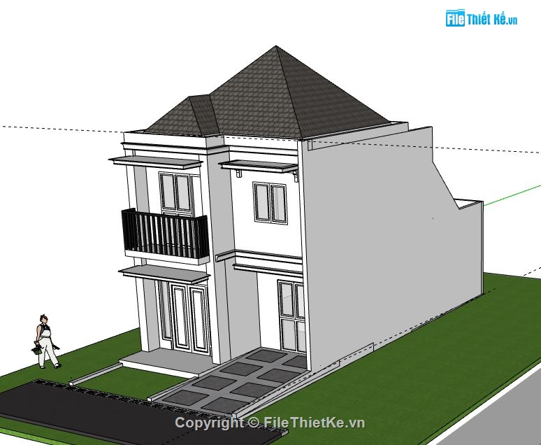 Nhà phố 2 tầng,model su nhà phố 2 tầng,nhà phố 2 tầng file su