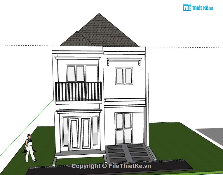 Nhà phố 2 tầng,model su nhà phố 2 tầng,nhà phố 2 tầng file su