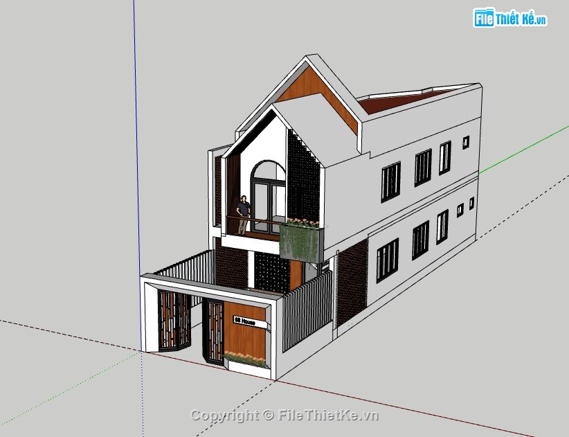 Nhà phố 2 tầng,model su nhà phố 2 tầng,sketchup nhà phố 2 tầng