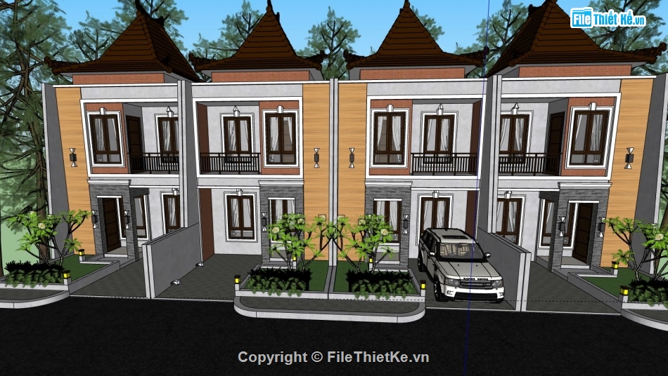 Nhà phố 2 tầng,model su nhà phố 2 tầng,file su nhà phố 2 tầng,sketchup nhà phố 2 tầng,nhà phố 2 tầng model su