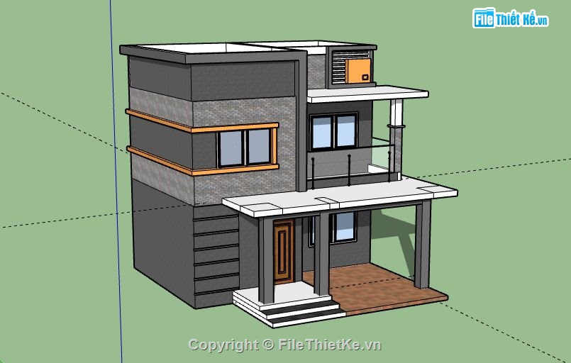 Nhà phố 2 tầng,model su nhà phố 2 tầng,file sketchup nhà phố 2 tầng