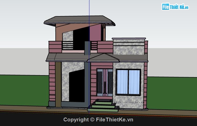 Nhà phố 2 tầng,file su nhà phố 2 tầng,sketchup nhà phố 2 tầng