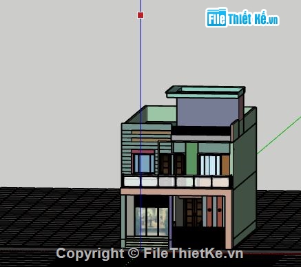 Nhà phố,Nhà phố 2 tầng,sketchup nhà phố 2 tầng