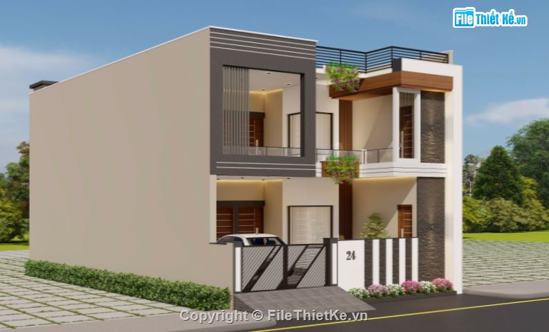 Nhà phố 2 tầng,model su nhà phố 2 tầng,sketchup nhà phố 2 tầng