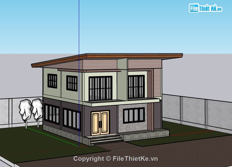 Nhà phố 2 tầng,model su nhà phố 2 tầng,sketchup nhà phố 2 tầng