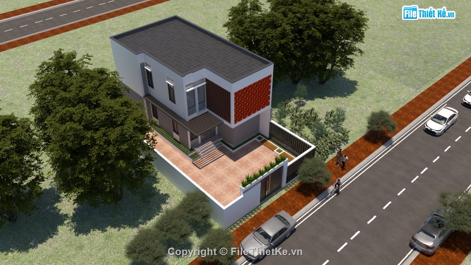 Sketchup nhà phố,Mẫu nhà phố,Model Sketchup nhà phố,Nhà phố,Nhà phố 2 tầng,Nhà 2 tầng