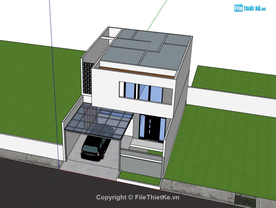 Nhà phố 2 tầng,model su nhà phố 2 tầng,file su nhà phố 2 tầng,sketchup nhà phố 2 tầng,nhà phố 2 tầng file su