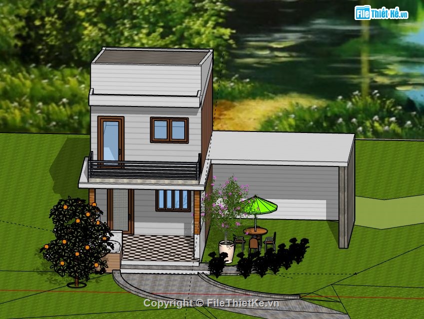 Nhà phố 2 tầng,model su nhà phố 2 tầng,file sketchup nhà phố 2 tầng,sketchup nhà phố 2 tầng,nhà phố 2 tầng model su