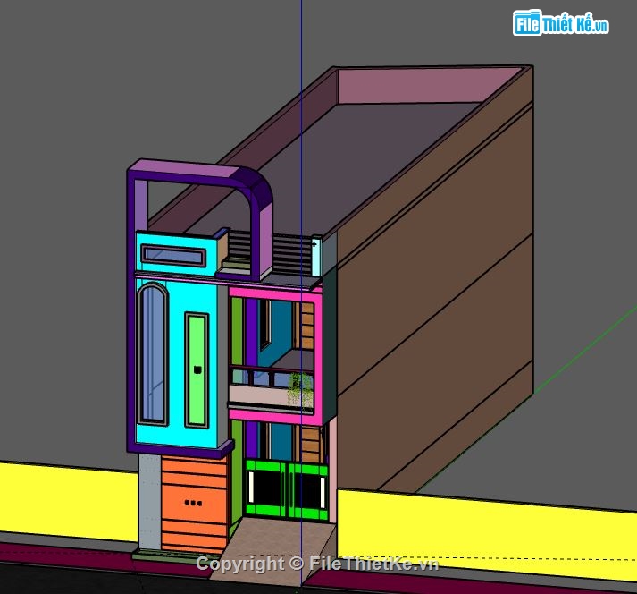 Nhà phố 2 tầng,model su nhà phố 2 tầng,file sketchup nhà phố 2 tầng