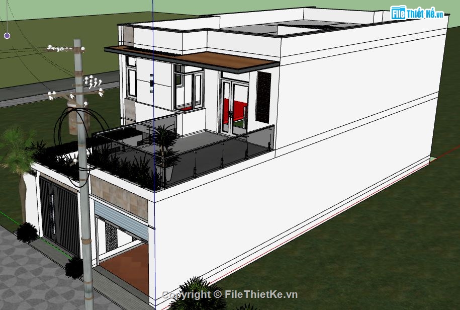 Nhà phố 2 tầng,model su nhà phố 2 tầng,file su nhà phố 2 tầng,sketchup nhà phố 2 tầng,nhà phố 2 tầng file su