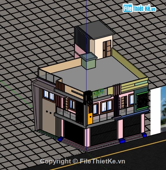 Nhà phố 2 tầng,model su nhà phố 2 tầng,sketchup nhà phố 2 tầng