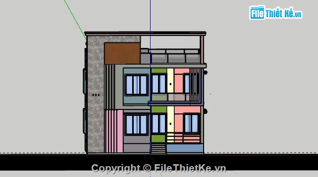 Nhà phố 2 tầng,file su nhà phố 2 tầng,sketchup nhà phố 2 tầng