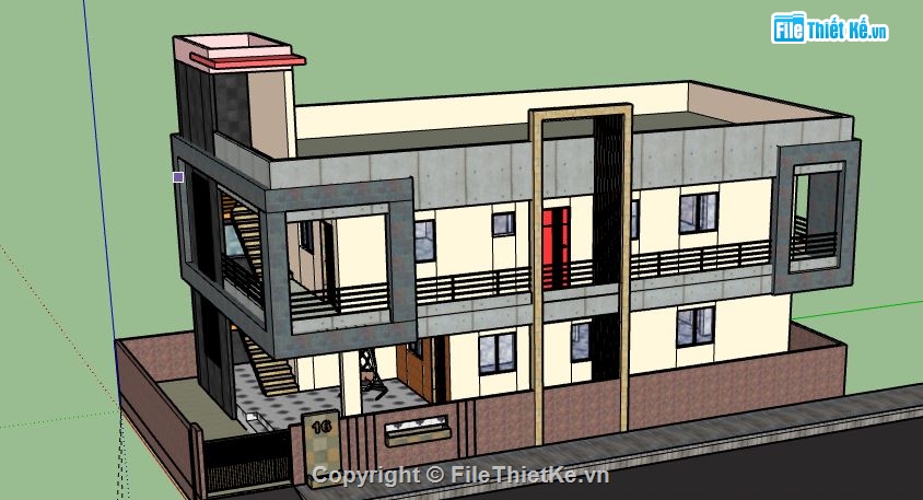 nhà phố 2 tầng file su,Nhà phố 2 tầng,model su nhà phố 2 tầng,nhà phố 2 tầng file sketchup,nhà phố 2 tầng sketchup