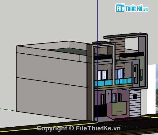 Nhà phố 2 tầng,file su nhà phố 2 tầng,sketchup nhà phố 2 tầng