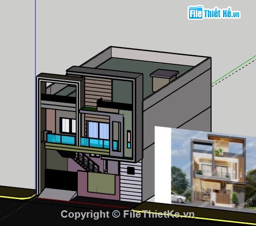 Nhà phố 2 tầng,file su nhà phố 2 tầng,sketchup nhà phố 2 tầng