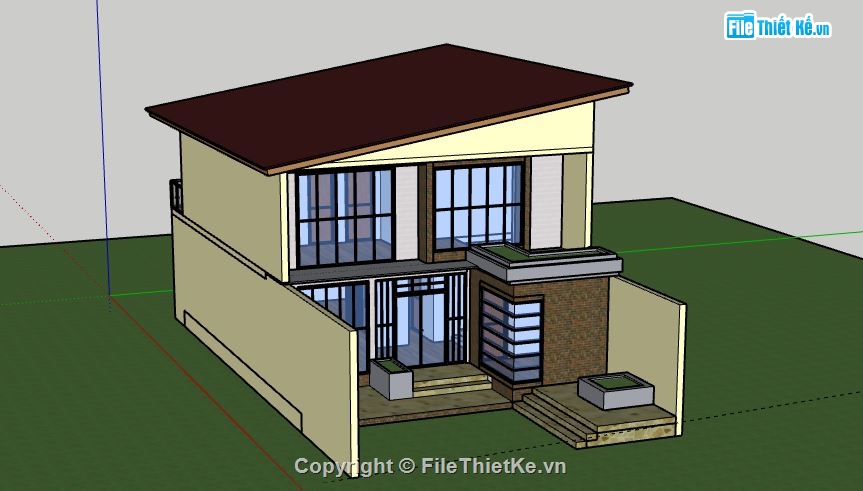 Nhà phố 2 tầng,model nhà phố 2 tầng,file su nhà phố 2 tầng,sketchup nhà phố 2 tầng,nhà phố 2 tầng file su